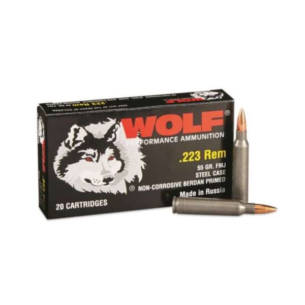 1000 Rounds 223 Rem Wolf Performance Ammunition 55Gr FMJ