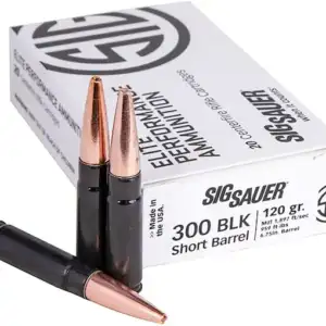 Sig Sauer Elite Performance Short Barrel Ammunition 300 AAC Blackout 120 Grain Solid Hollow Point Lead Free Box of 20