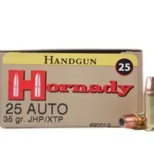 Hornady Custom Ammunition 25 ACP 35 Grain XTP Jacketed Hollow Point Box of 25