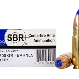 this is SBR Ammunition 458 SOCOM 300 Grain Barnes TTSX Polymer Tipped Spitzer Lead-Free Box of 20 picture