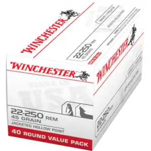 Winchester USA Ammunition 22-250 Remington 45 Grain Jacketed Hollow Point picture
